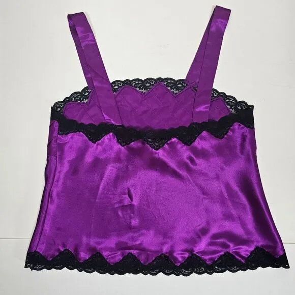 Vintage Victoria's Secret Satin Lace 2 Piece Pajama Shorts Cami Set M Gold Label