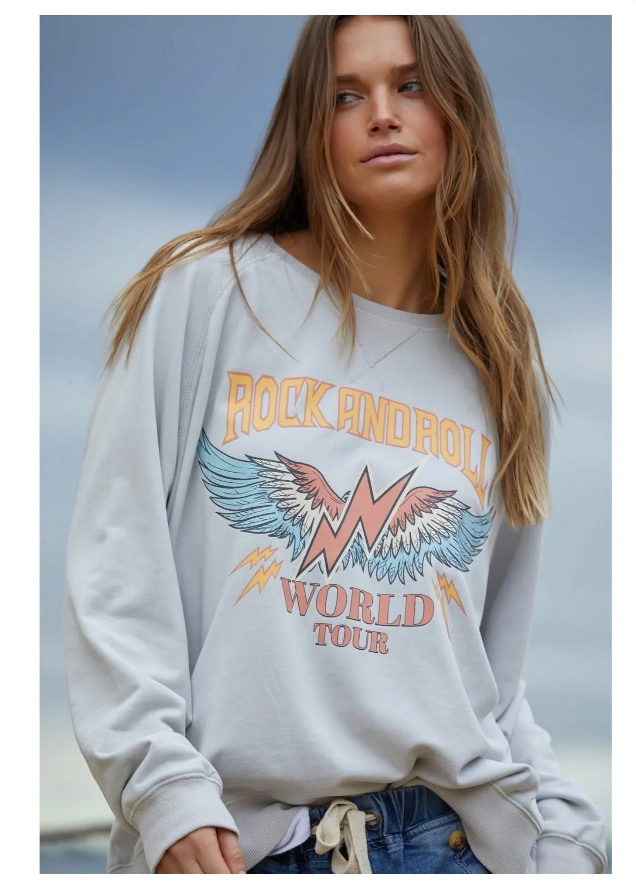 Vintage Wash Rock & Roll Jumper ~ Washed Black