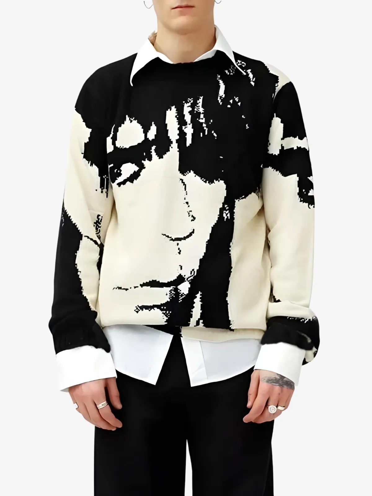 VINTAGE Y2K FACE SWEATER