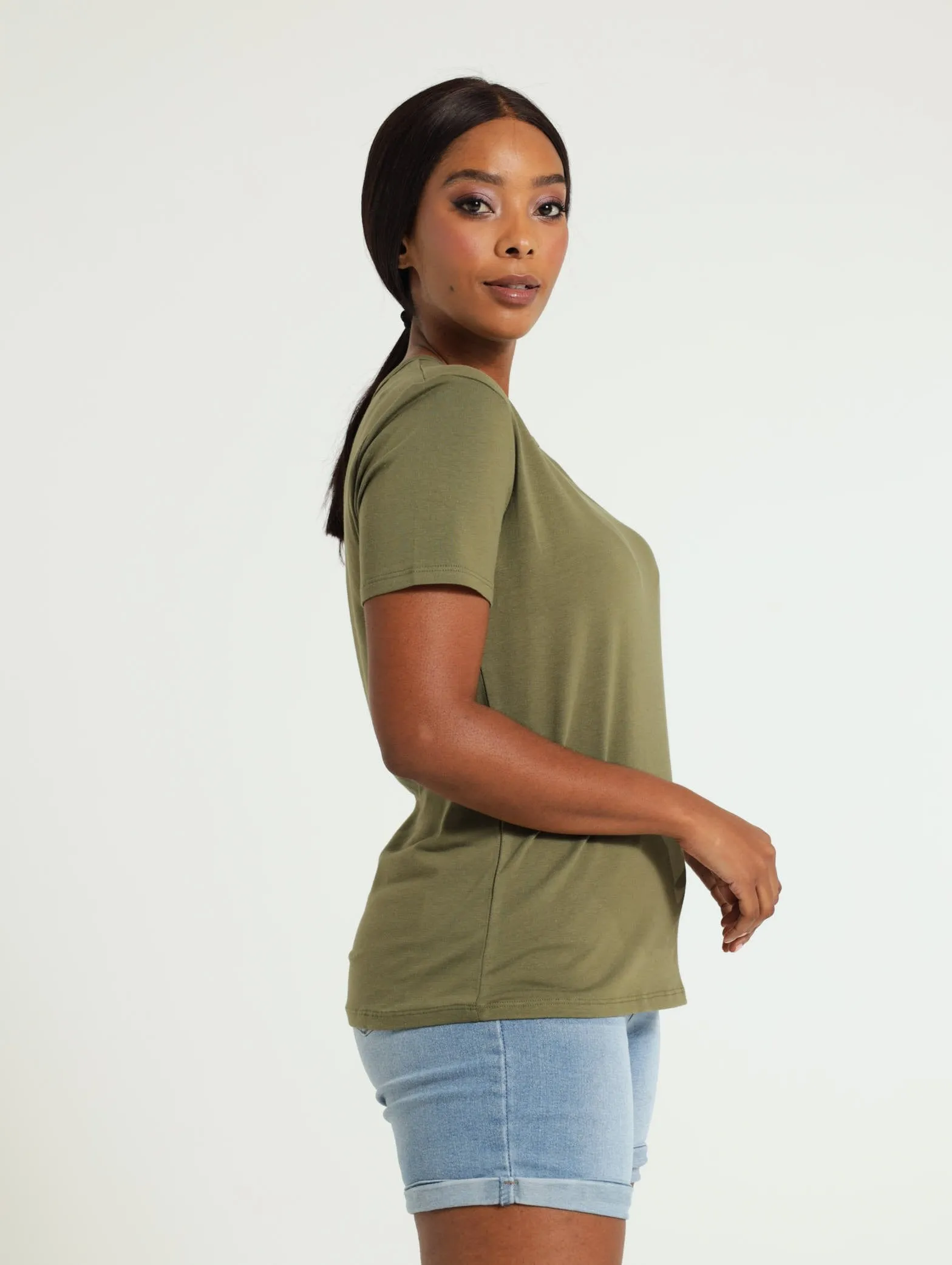Voop Neck Stretch Tee - Fatigue