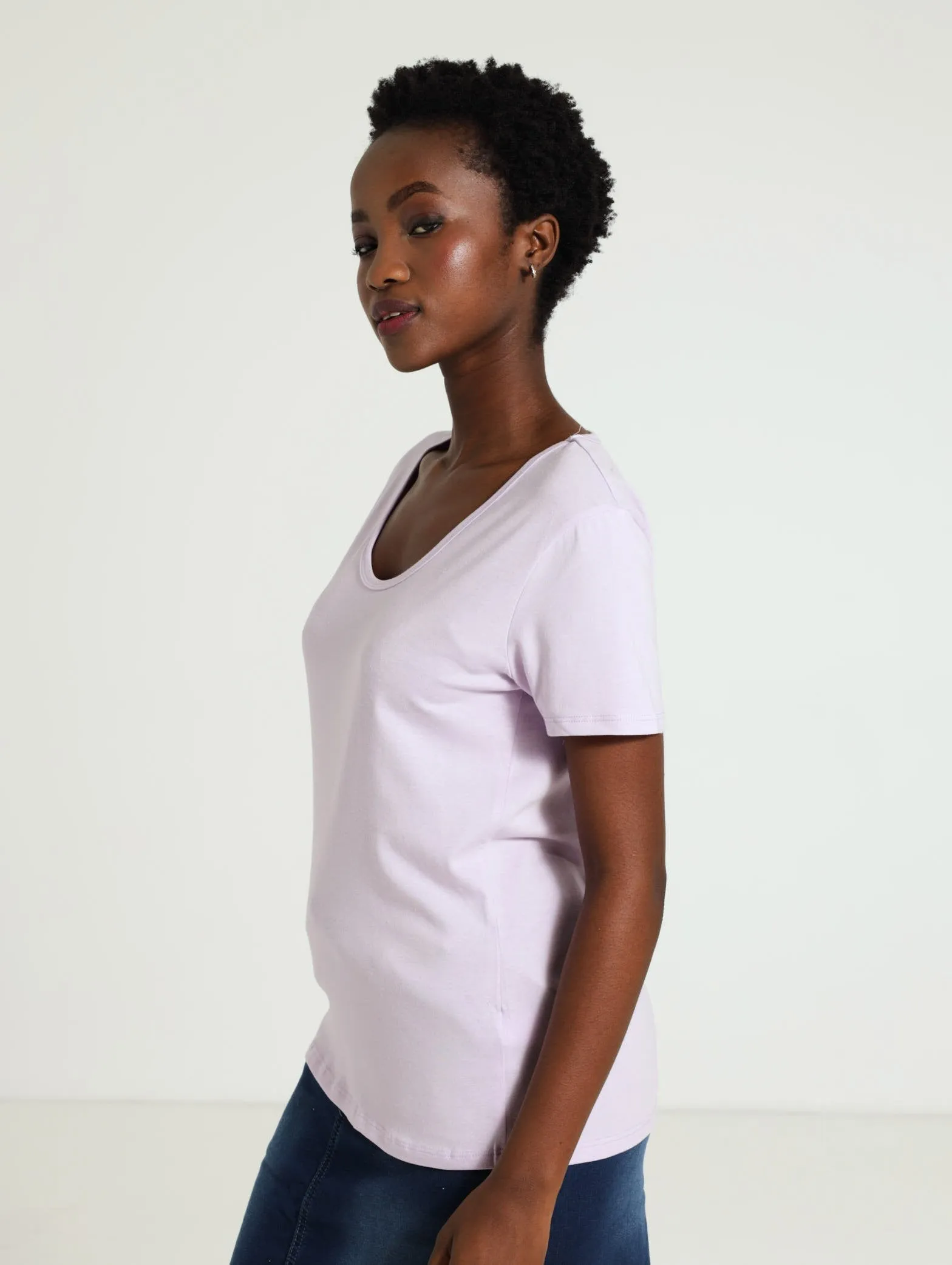 Voop Neck Stretch Tee - Lilac