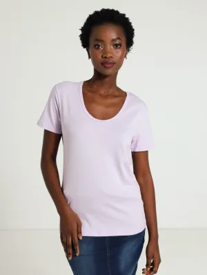 Voop Neck Stretch Tee - Lilac