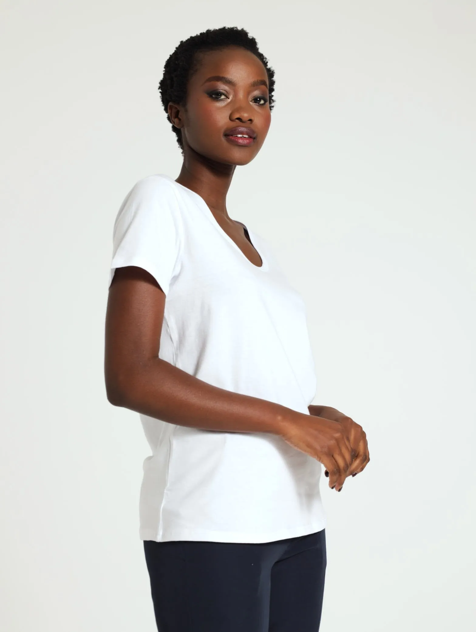 Voop Neck Stretch Tee - White