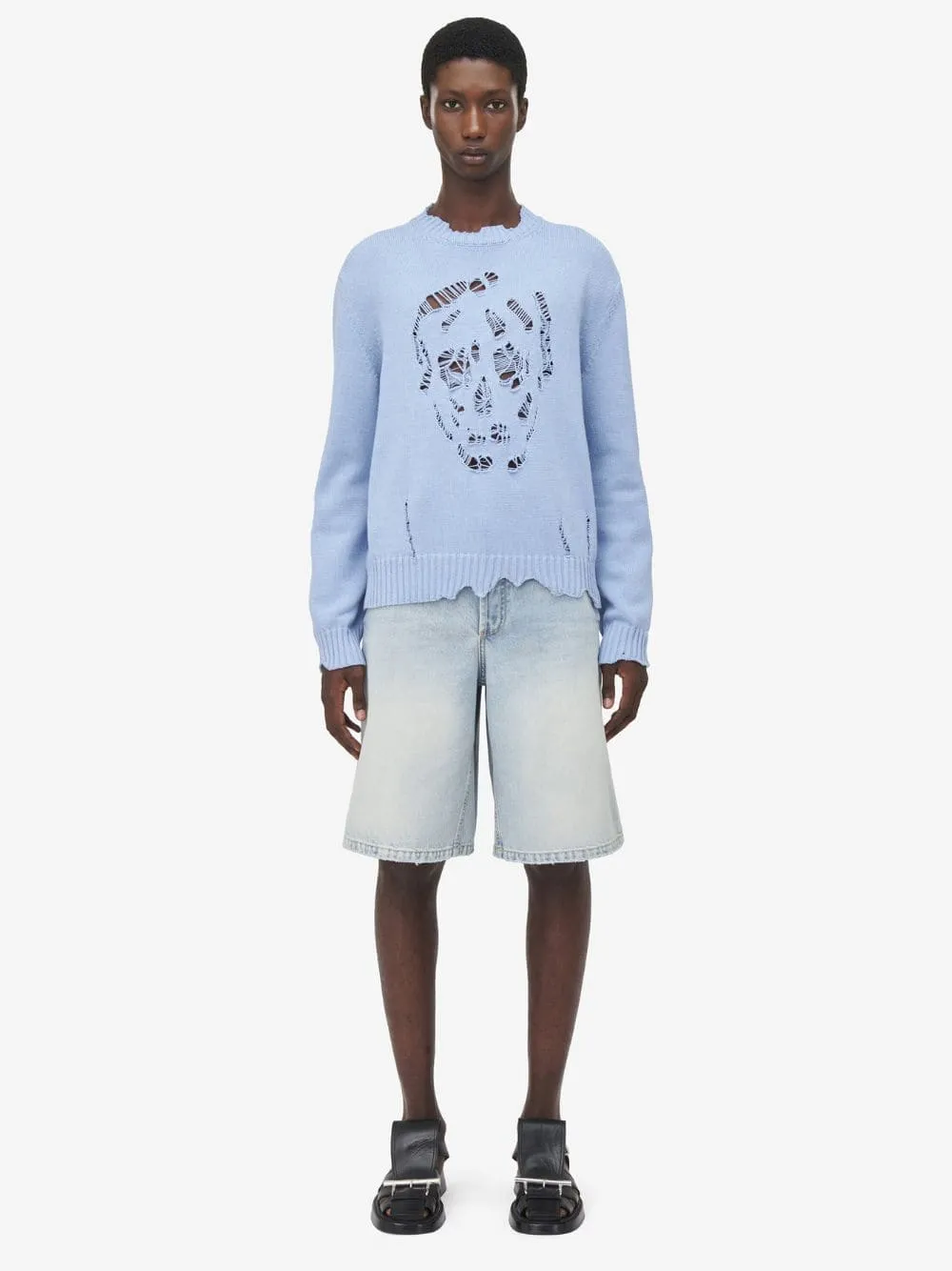 Washed Blue Stonewashed Denim Shorts