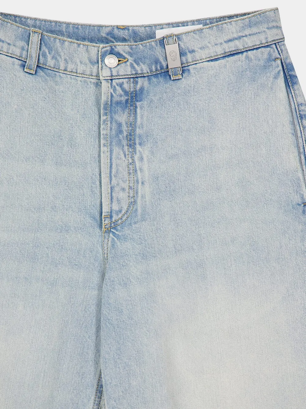 Washed Blue Stonewashed Denim Shorts