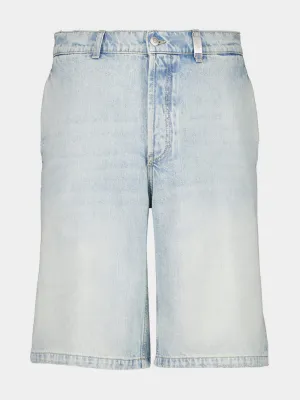 Washed Blue Stonewashed Denim Shorts