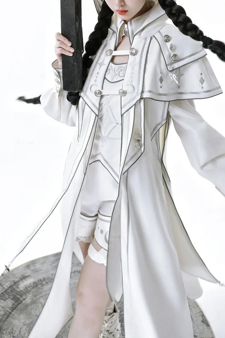 White Bionic Dimension Futuristic Mechanical Style Print Ouji Fashion Lolita Shorts