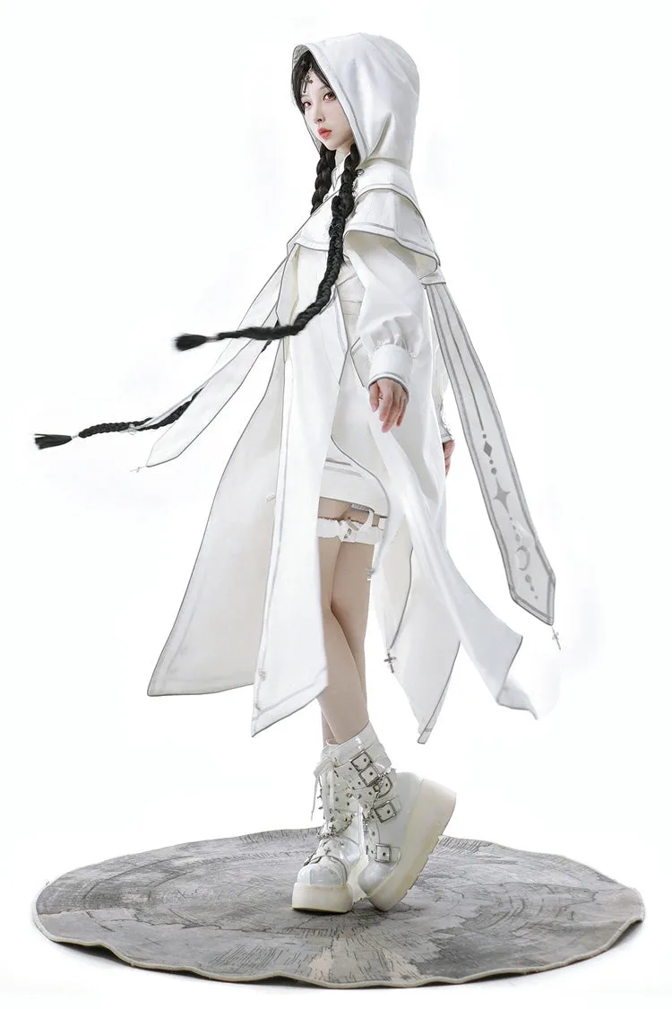 White Bionic Dimension Futuristic Mechanical Style Print Ouji Fashion Lolita Shorts