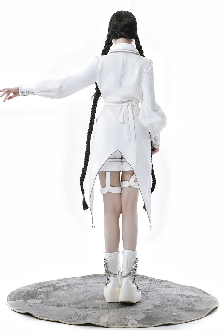 White Bionic Dimension Futuristic Mechanical Style Print Ouji Fashion Lolita Shorts