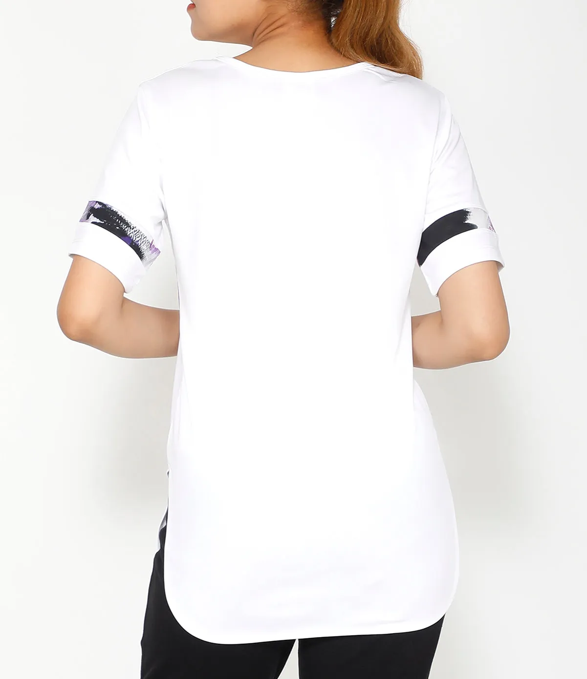 White Black & Purple Long T-Shirt