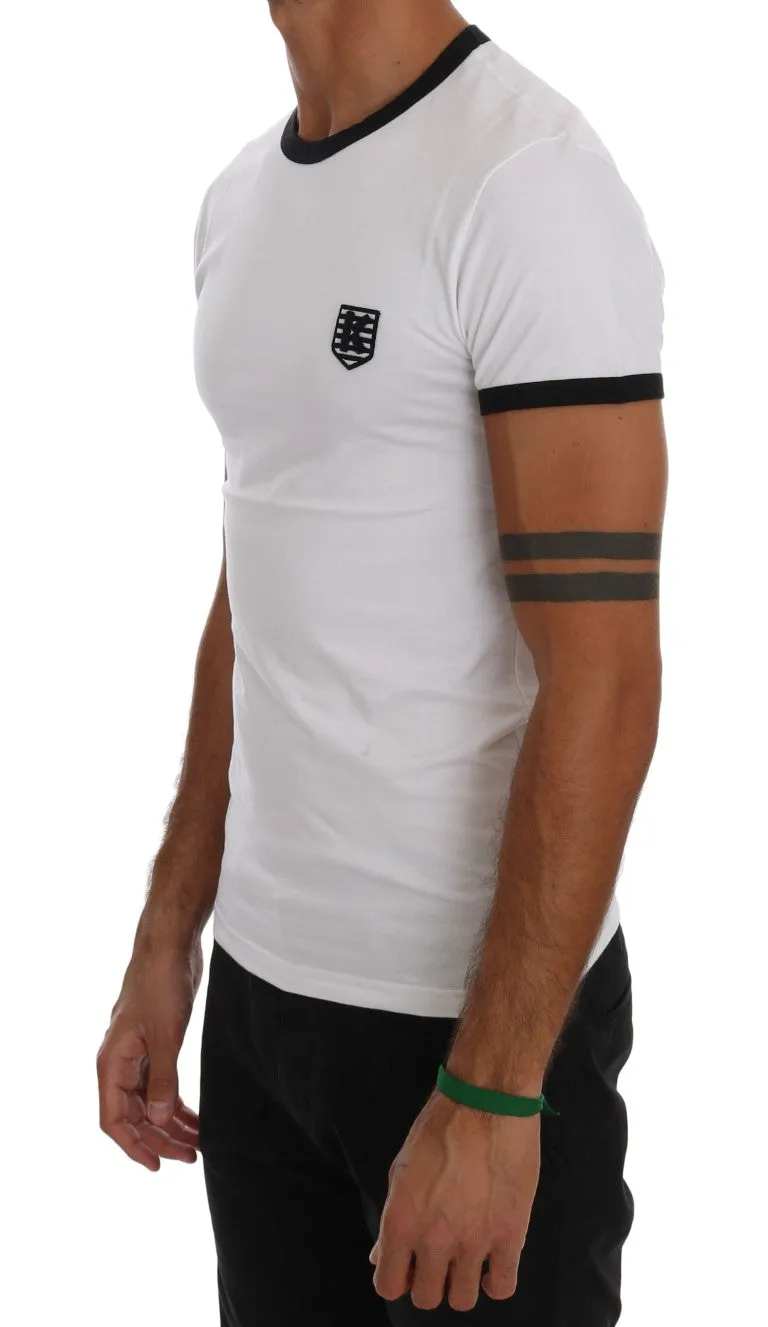 White Cotton Stretch Crewneck T-Shirt