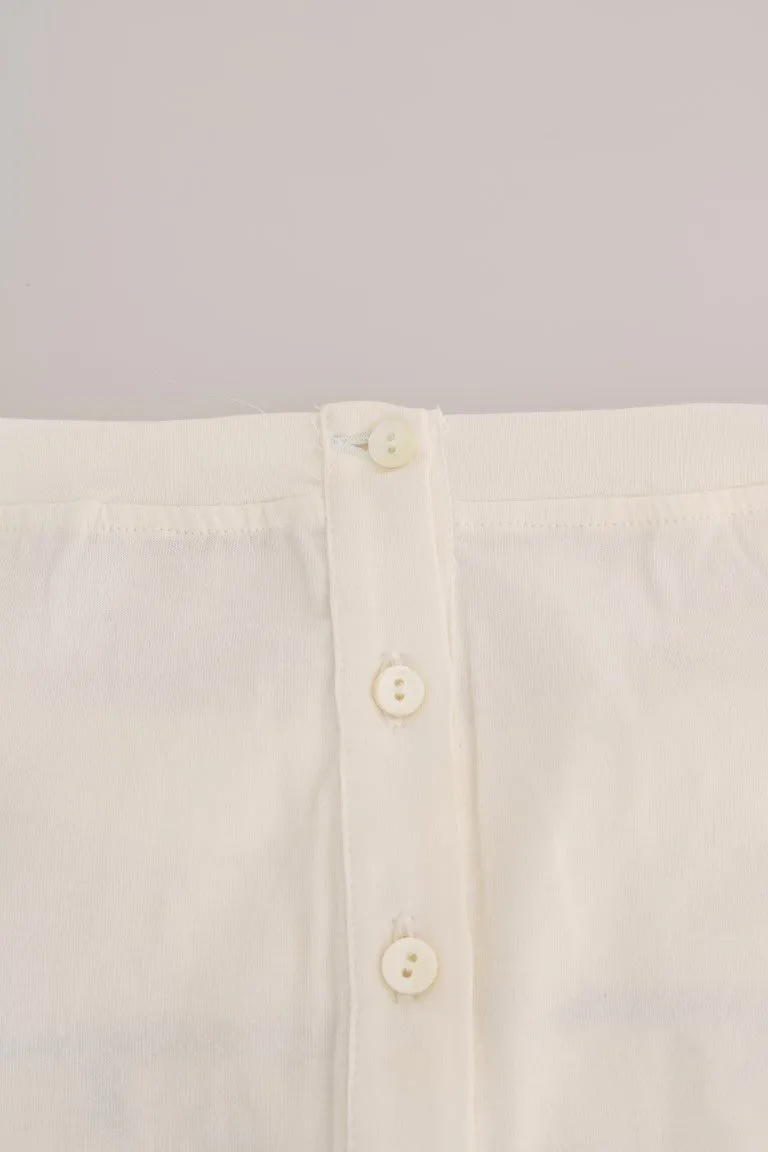 White Cotton Stretch Motive Print T-Shirt