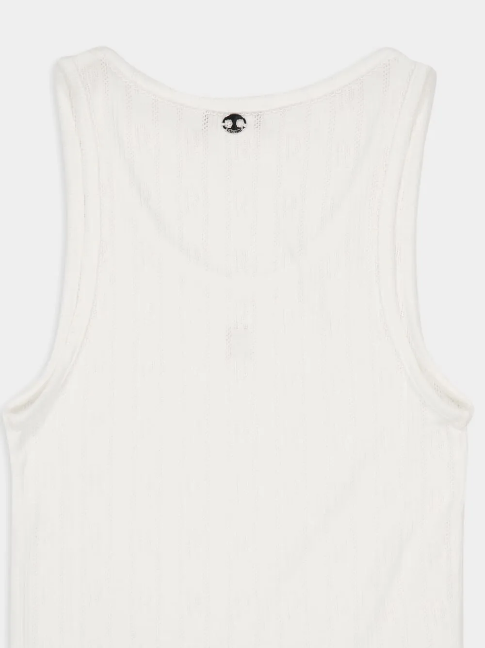 White Round-Neck Tank Top with Logo