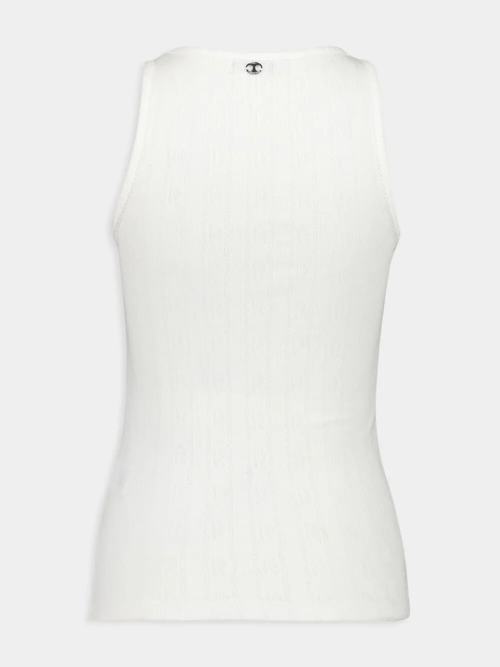 White Round-Neck Tank Top with Logo