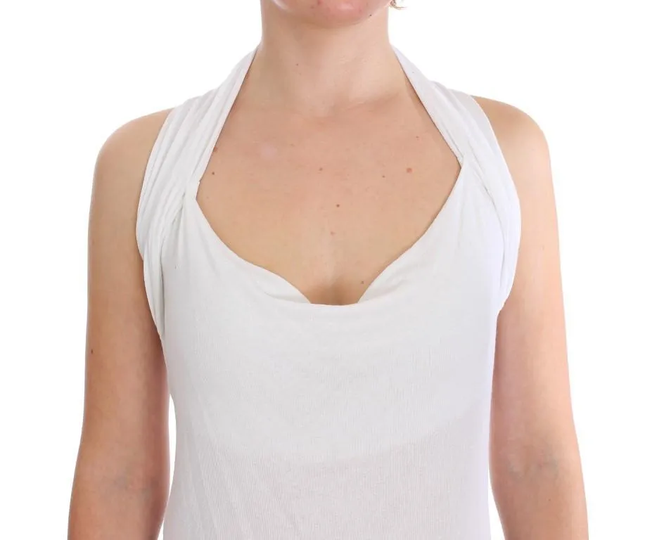 White Stretch Sleeveless Blouse