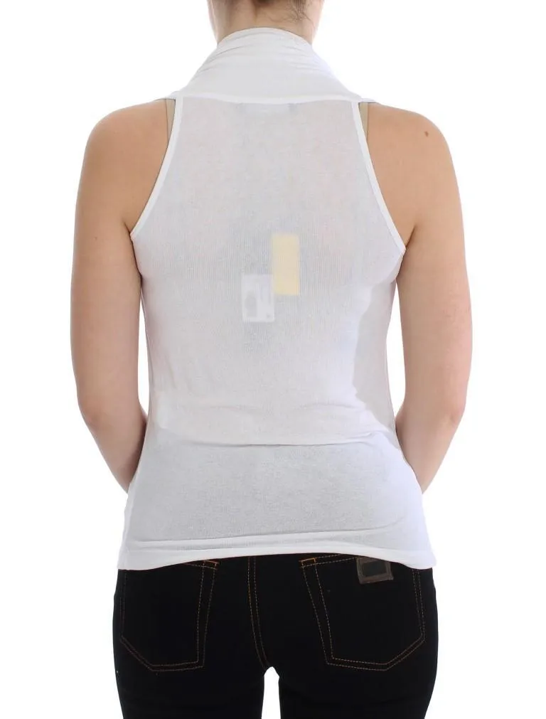 White Stretch Sleeveless Blouse