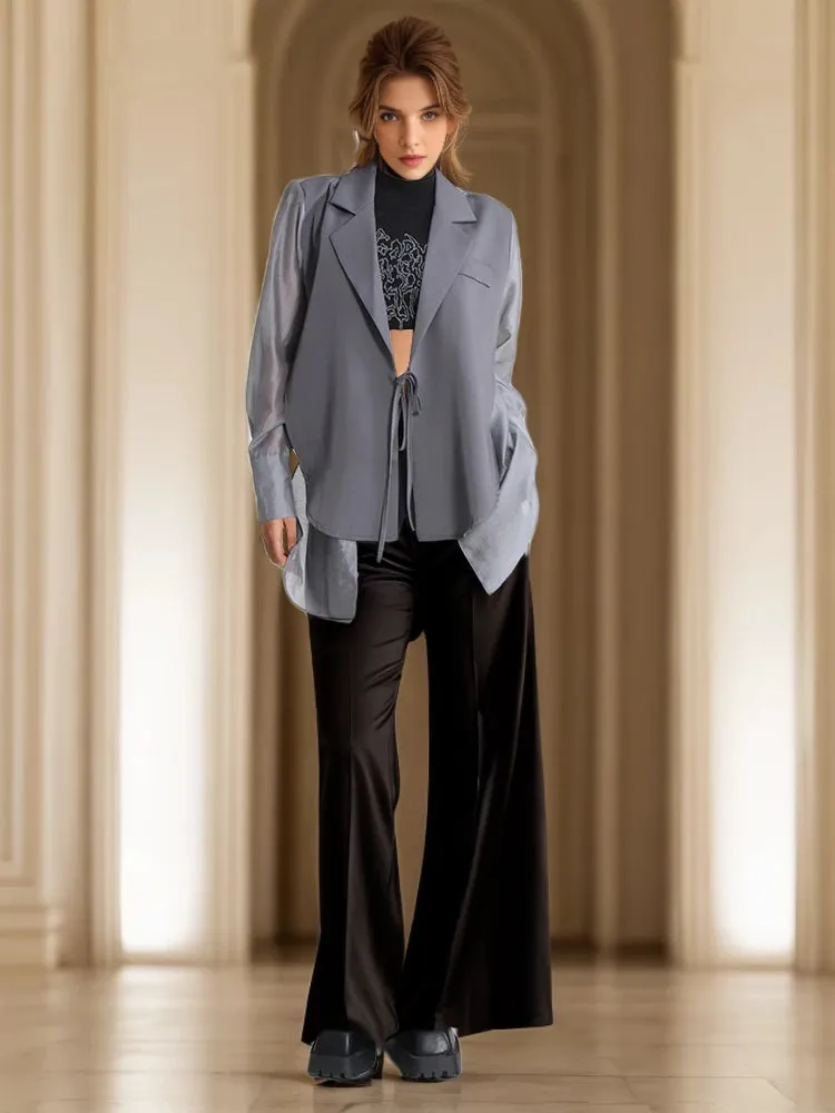 Womens Coat Notched Collar Long Sleeve Split Irregular Blazers