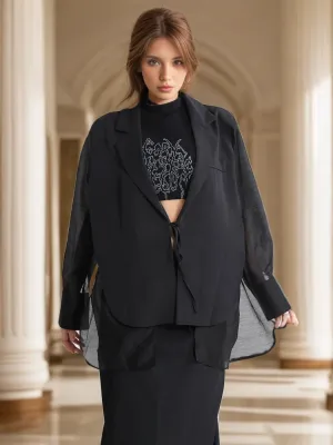 Womens Coat Notched Collar Long Sleeve Split Irregular Blazers