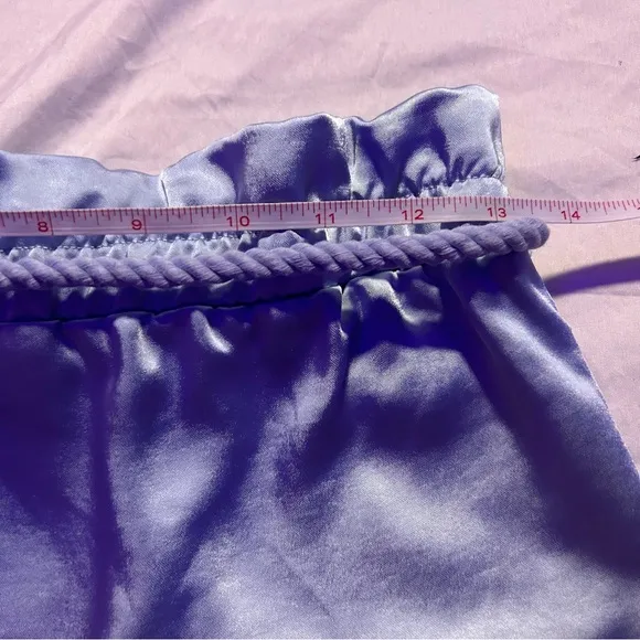 Women’s Medium Satin Pajama Bottom Blue Sleep Shorts Rope Tie Thick Material