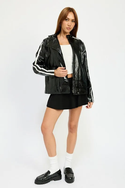 Women's Oversized Moto PU Jacket