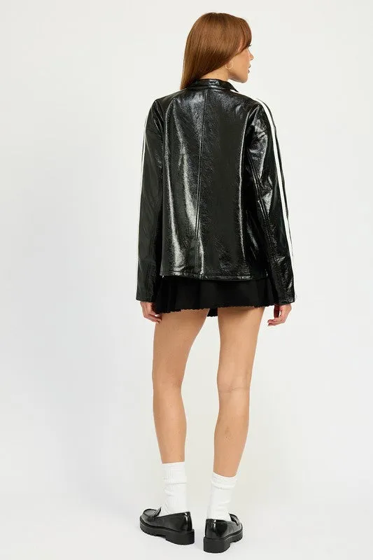 Women's Oversized Moto PU Jacket