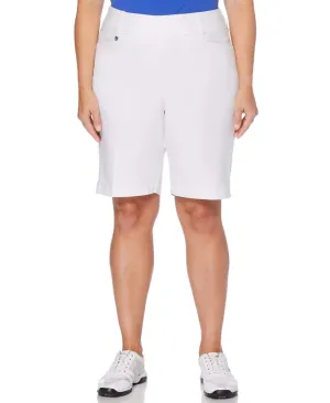 Womens Plus Pull-On Solid Stretch Short