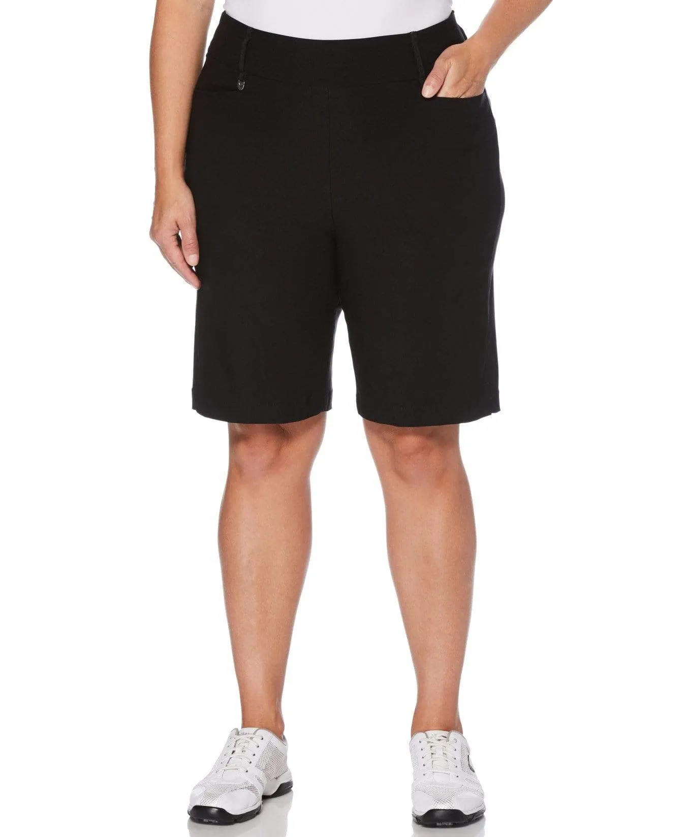 Womens Plus Pull-On Solid Stretch Short