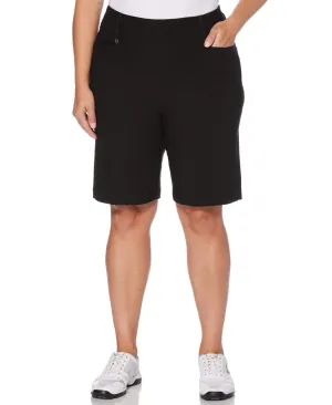 Womens Plus Pull-On Solid Stretch Short