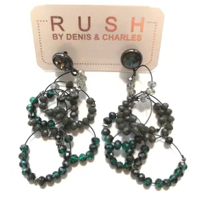 Women's RUSH by Denis & Charles | Beaded Wire Earrings | Green