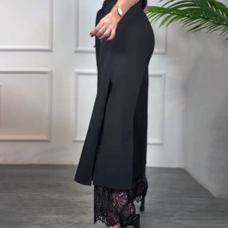 Women's Sexy Lace Lined Wide Leg Pants