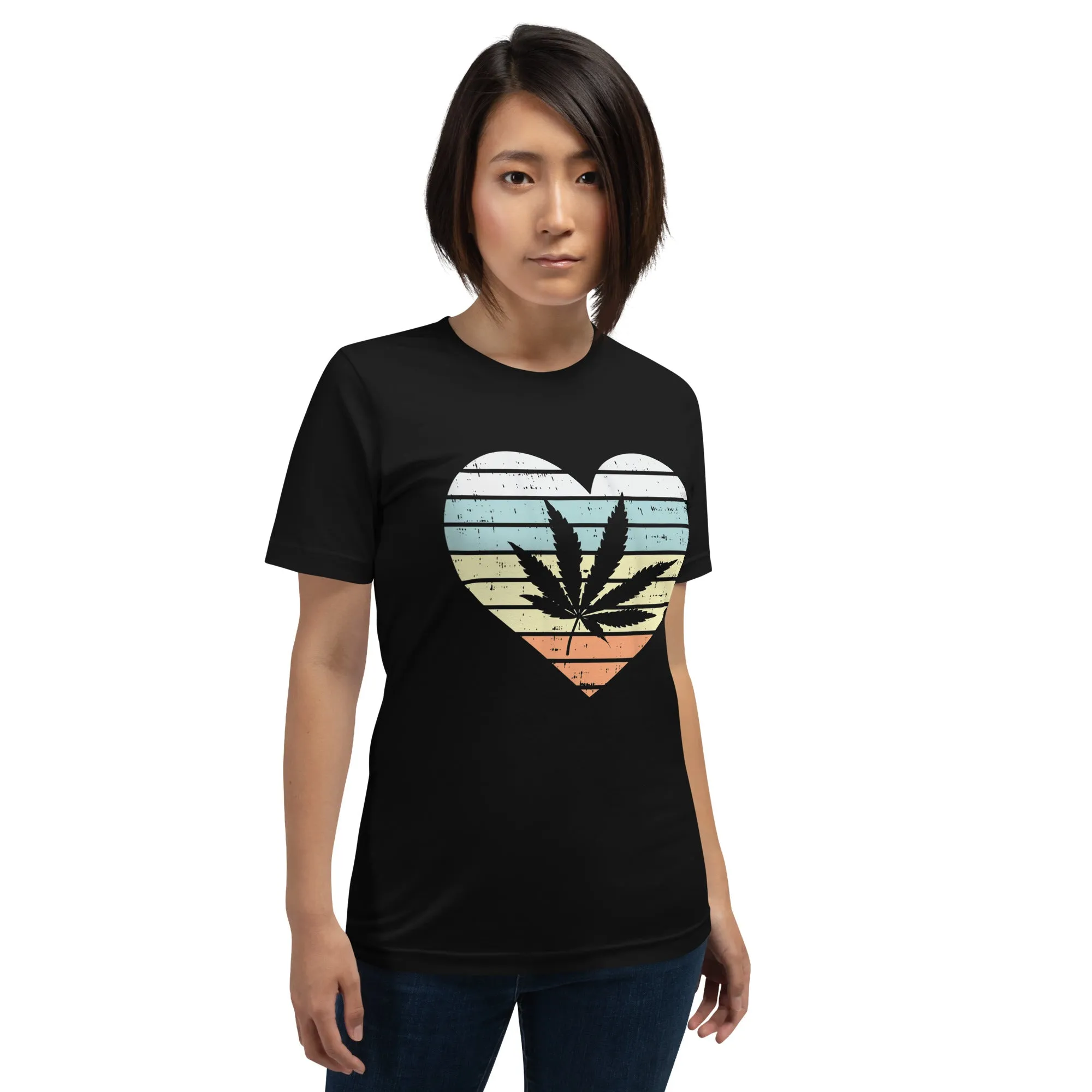Womens-Weed-Cannabis-Heart-Unisex t-shirt