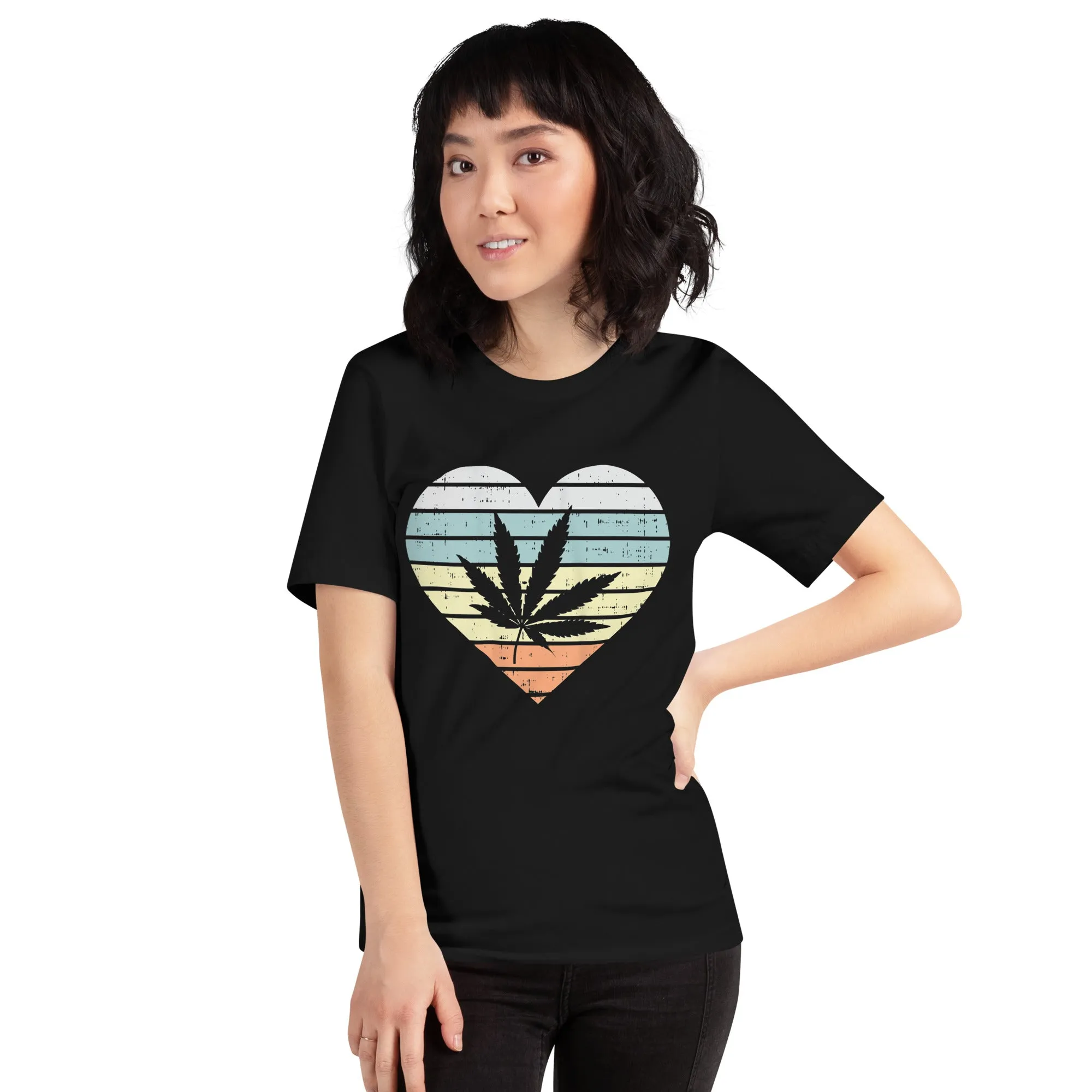 Womens-Weed-Cannabis-Heart-Unisex t-shirt