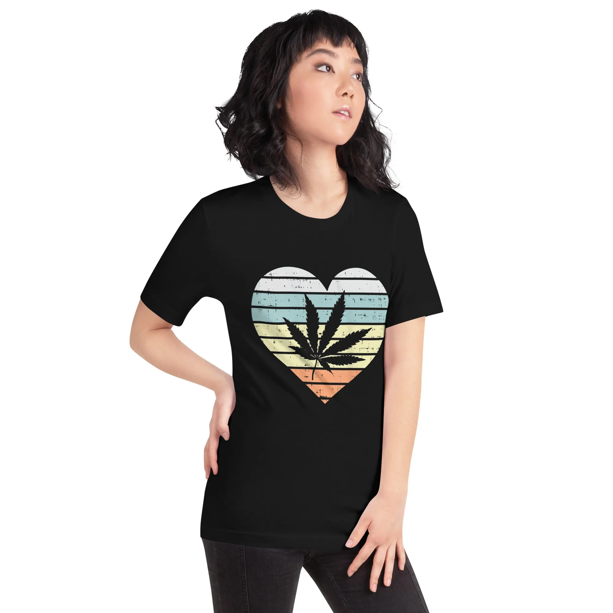 Womens-Weed-Cannabis-Heart-Unisex t-shirt