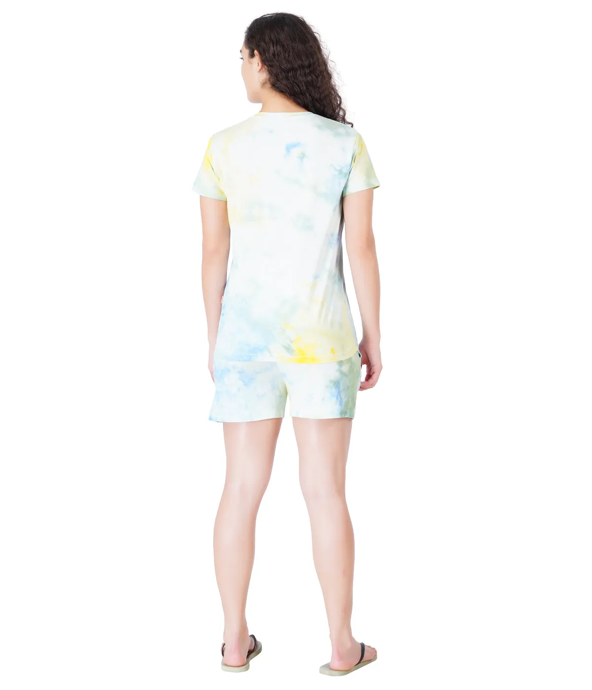 Women's Yellow Multicolored Shorts Set - Vibrant & Comfortable Nightwear