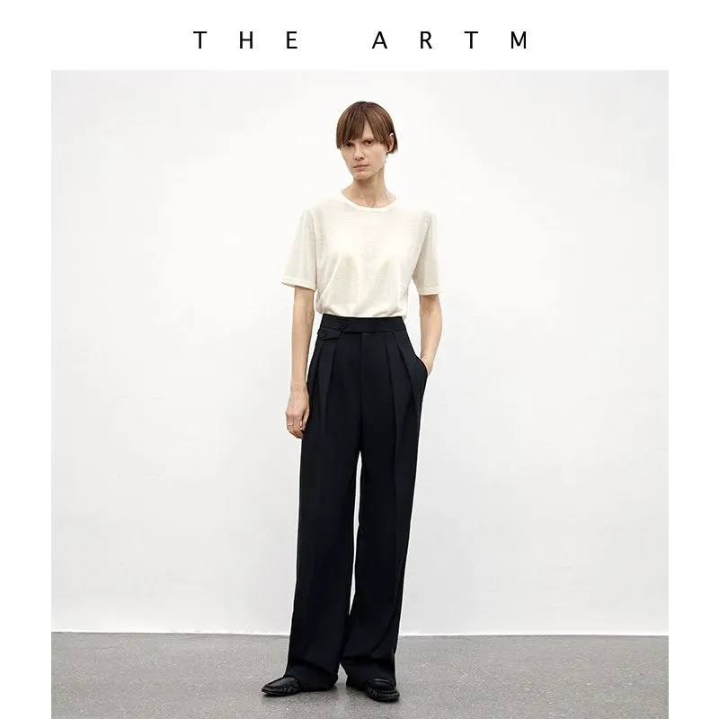 Wool Blend High-Waisted Wide-Leg Trousers