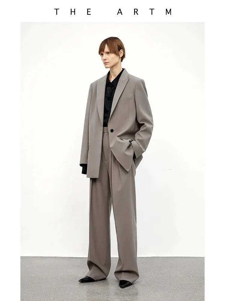 Wool Blend High-Waisted Wide-Leg Trousers