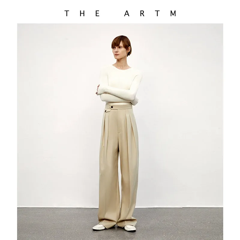 Wool Blend High-Waisted Wide-Leg Trousers
