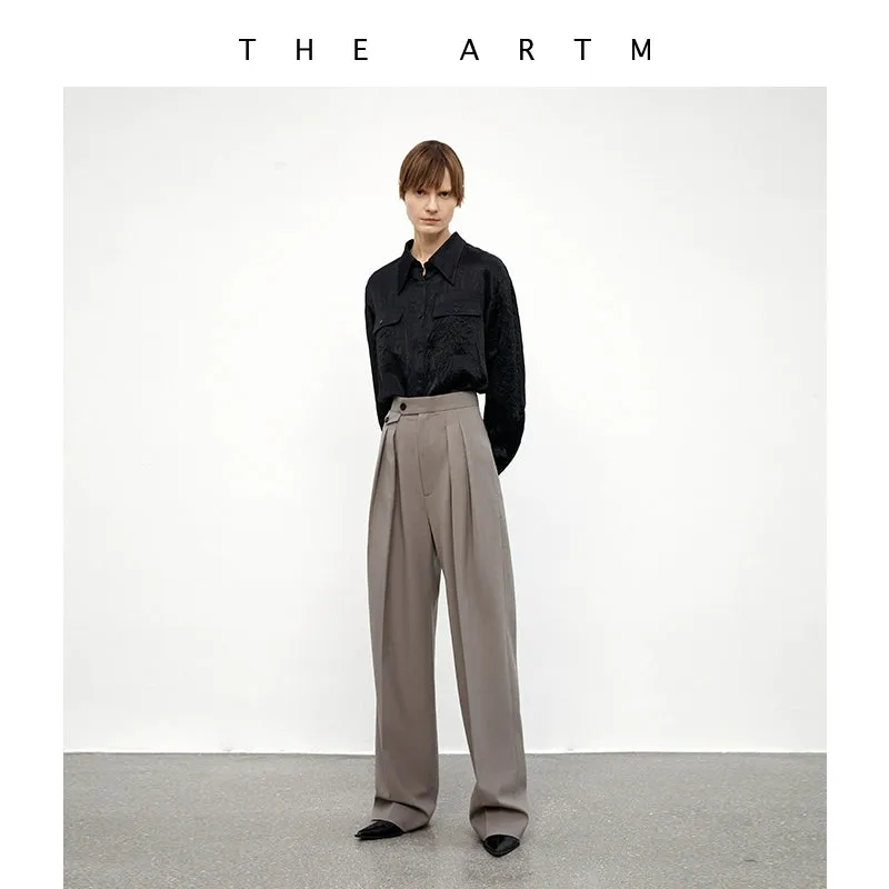 Wool Blend High-Waisted Wide-Leg Trousers