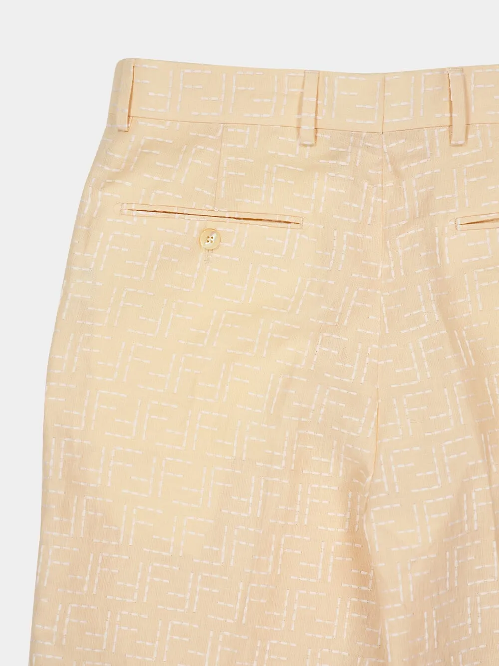 Yellow Linen Jacquard Bermuda Shorts