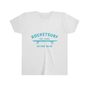 Youth Short Sleeve Tee - RocketSurf Skate Club Light Blue Lettering