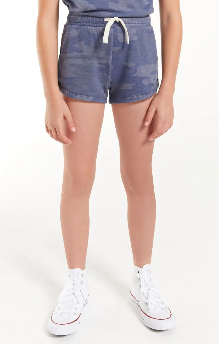Z Supply Girls Fifer Camo Short - Camo Dark Indigo