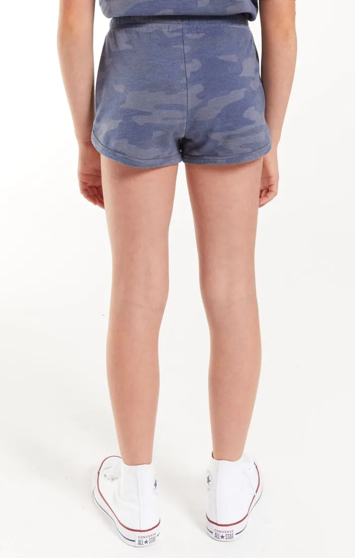 Z Supply Girls Fifer Camo Short - Camo Dark Indigo
