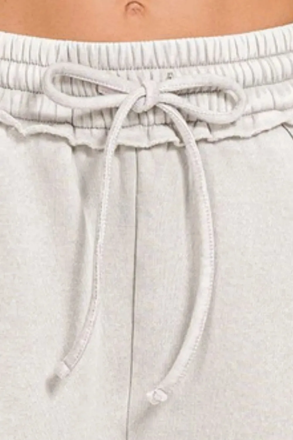 Zenana Acid Wash Fleece Drawstring Shorts With Pockets